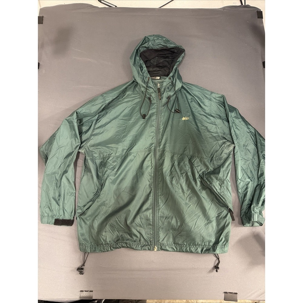 sage green REI Co-op full-zip hooded windbreaker jacket Xxl